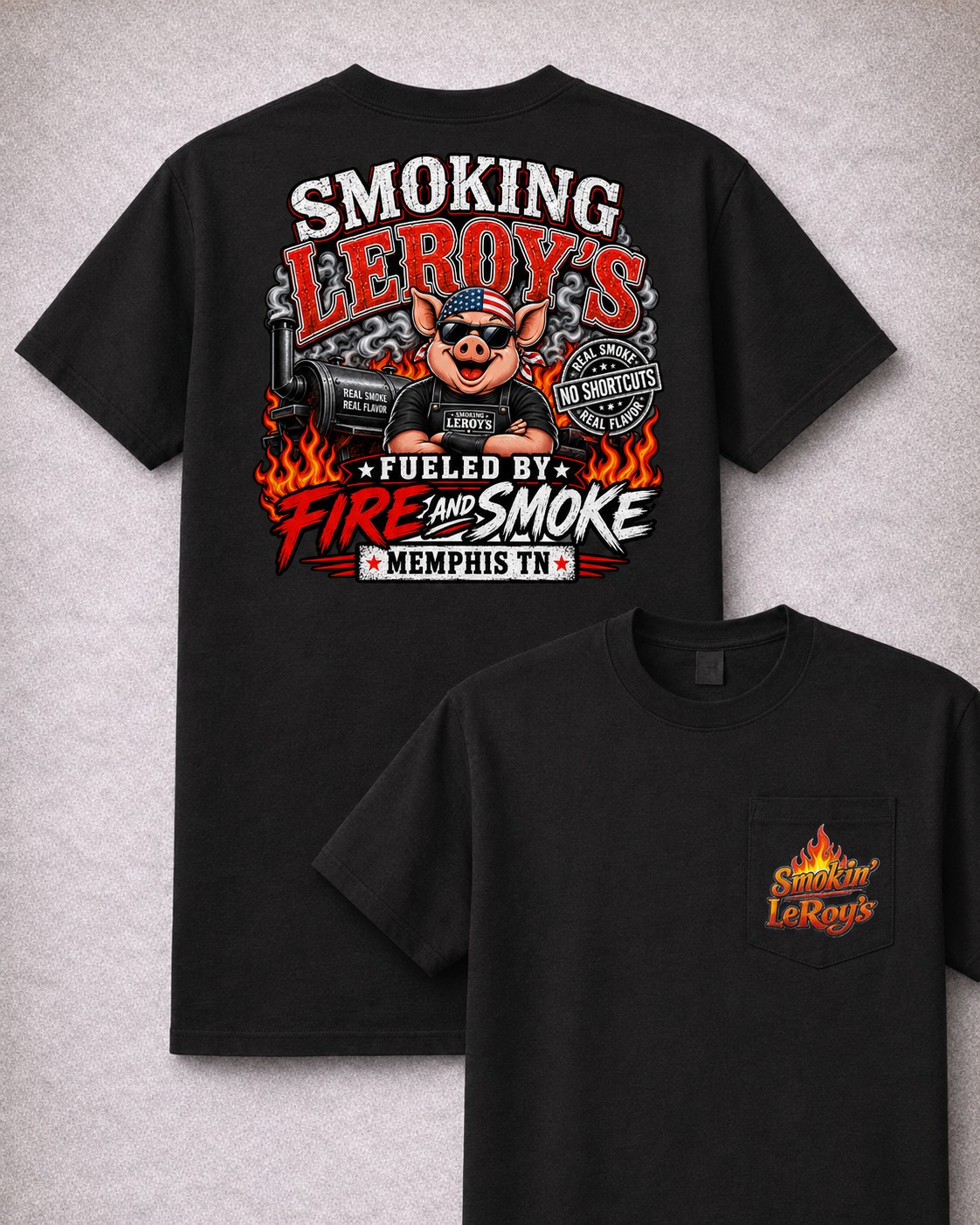 Smokin' LeRoy's Fueled by Fire and Smoke Shirt